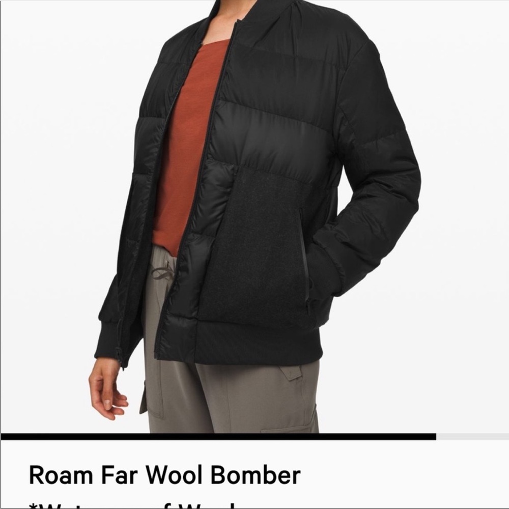 Lululemon Black Down Roam Far Wool Bomber
Winter Coat Jacket